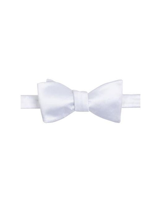 Con.struct White Solid Satin Bow Tie for men