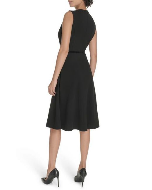 Tommy Hilfiger Black Sleeveless Scuba Crepe Midi Dress