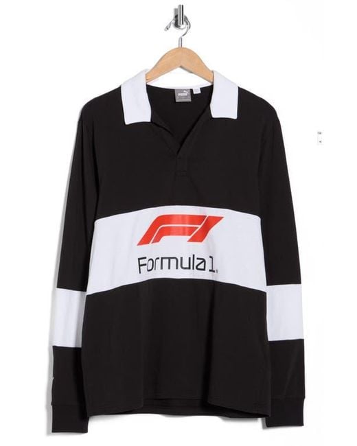 PUMA Black Formula 1 Long Sleeve Rugby Polo for men