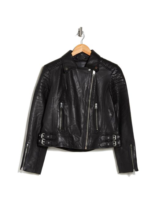 AllSaints Black Papin Leather Biker Jacket