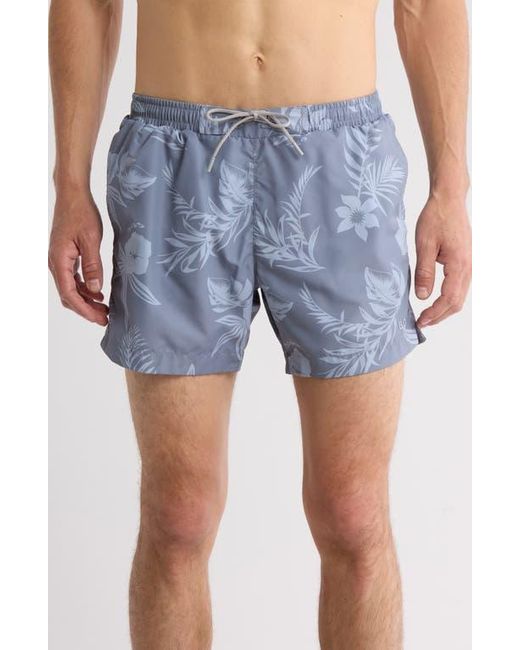 Boss Blue Reeve Tropical Floral Swim Trunks for men