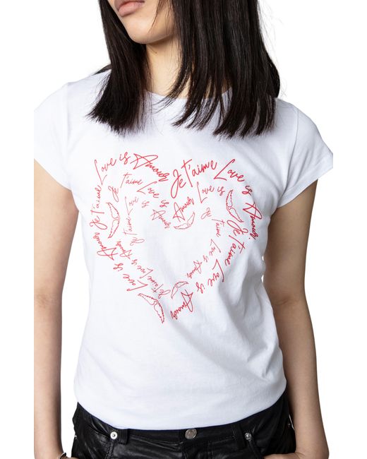 Zadig & Voltaire White Saint Valentine Scribbled Heart Graphic Tee