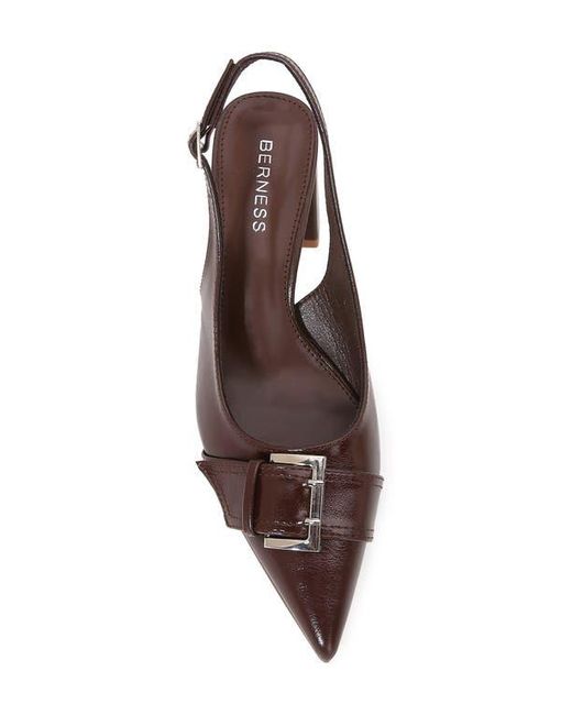 BERNESS Brown Block Heel Slingback Pump