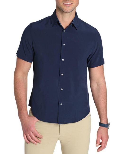 Jachs New York Blue Gravity Short Sleeve Button-up Shirt for men