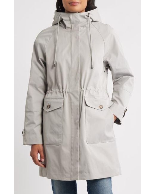 Bernardo Gray Hooded Raincoat