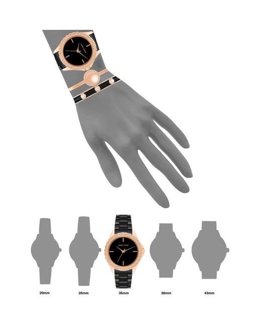 Anne Klein Black Ceramic Bracelet Watch & Bracelet Set for men