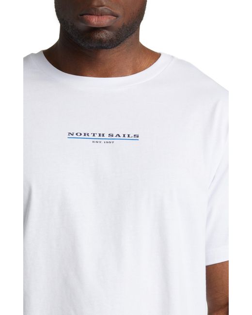 North Sails White Logo Cotton Graphic T-shirt for men