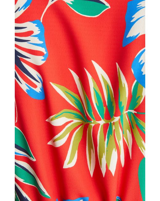 Sam Edelman Red Palm Print Handkerchief Hem Dress