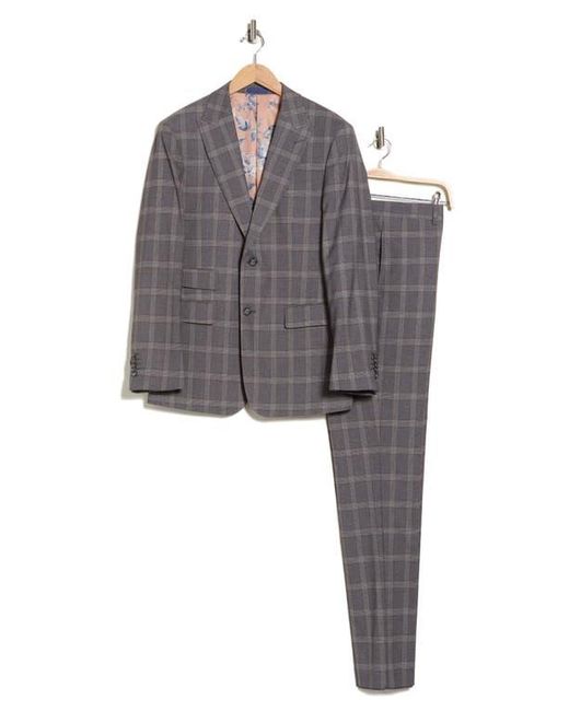 English Laundry Gray Trim Fit Plaid Two-Piece Suit for men