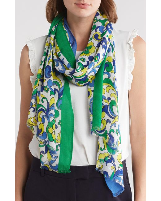 Kate Spade Green Floral Scroll Oblong Scarf