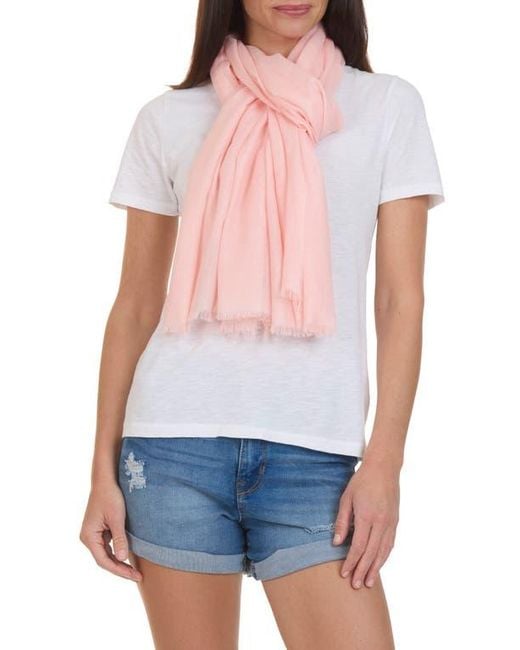 Bruno Magli Blue Solid Fringe Scarf
