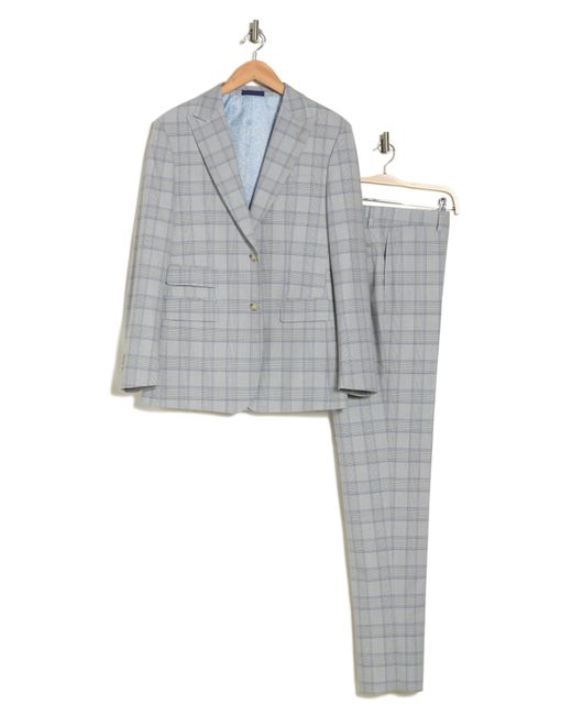 English Laundry Gray Plaid Trim Fit Peak Lapel Two-piece Suit for men