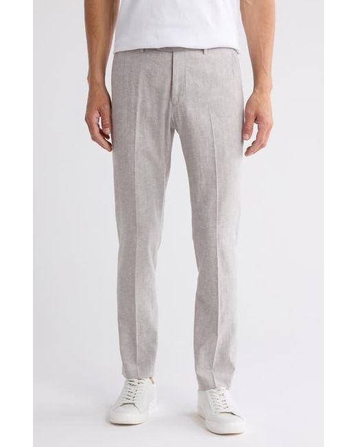 Tommy Hilfiger Gray Flat Front Linen Blend Pants for men
