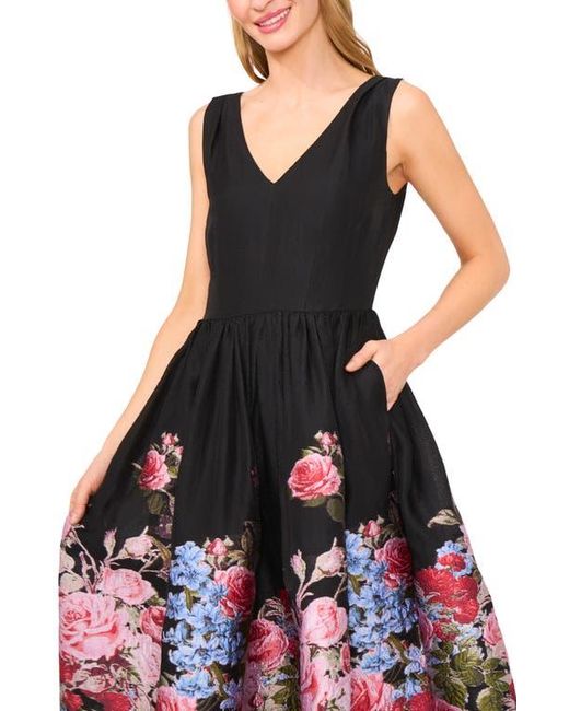 Ted Baker Red Floral Sleeveless Brocade Fit & Flare Midi Dress