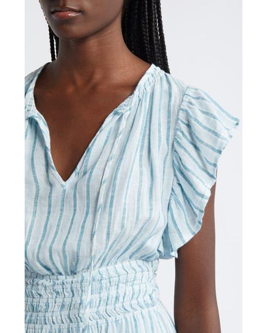 Rails Blue Iona Stripe Linen Blend Midi Dress