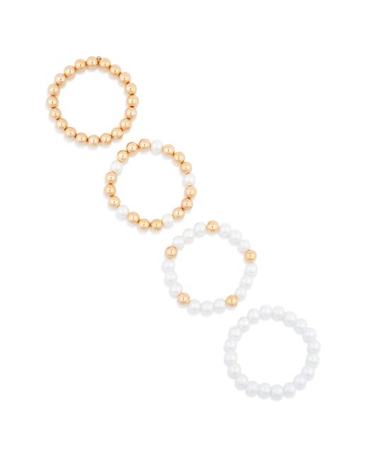 Nordstrom Multicolor Imitation Pearl Pack Of 4 Stretch Bracelets