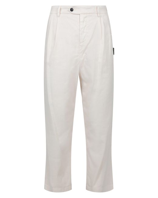 Palm Angels White Linen & Cotton Blend Chinos for men
