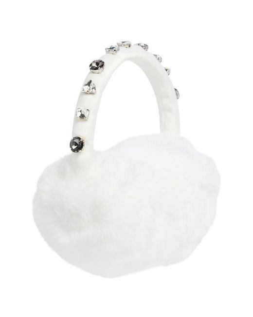 Kate Spade Embellished Faux Fur Earmuff in White | Lyst