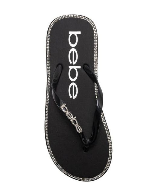 Bebe Gray Rhinestone Flip Flop