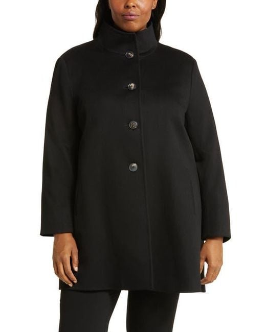 Fleurette Black Dawn Stand Collar Wool Coat