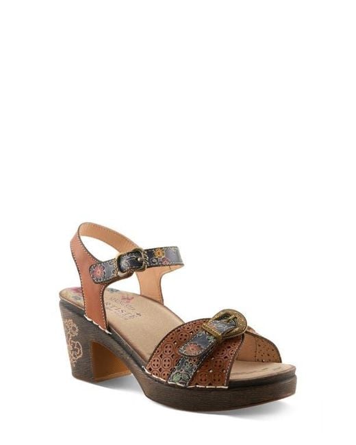 Spring Step Brown Upperbuck Ankle Strap Platform Sandal