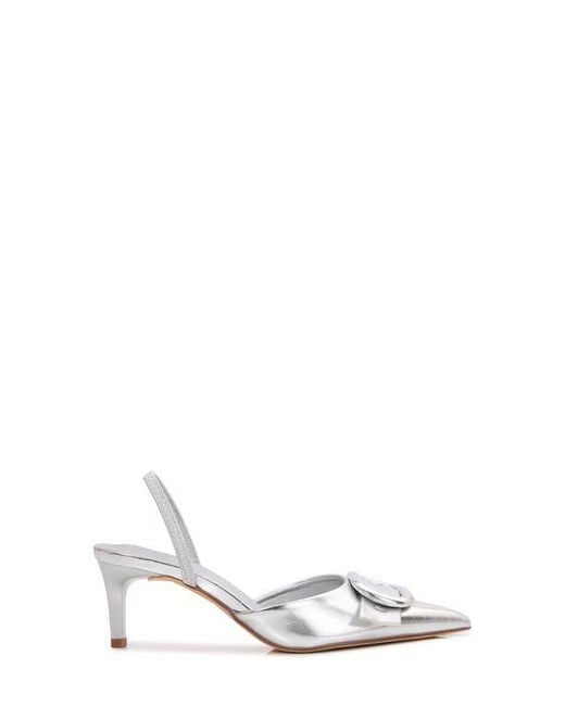 BERNESS White Chiara Buckle Slingback Pump