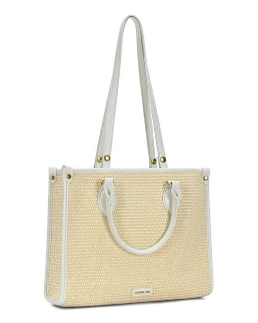 Rachel Zoe Natural Raffia Contrast Tote Bag