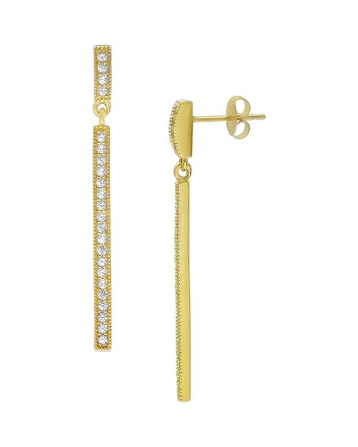 SAVVY CIE JEWELS Metallic 18K Vermeil Linear Cz Drop Earrings