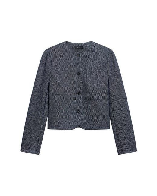 Theory Blue Clean Herringbone Jacket