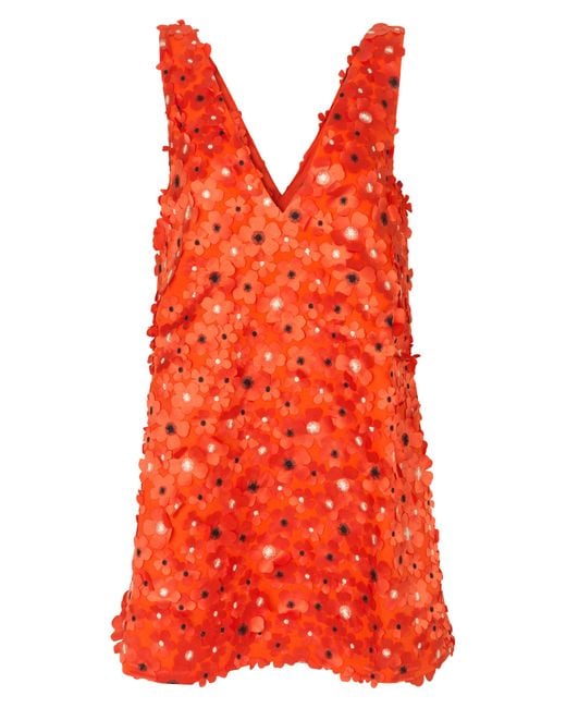 Stine Goya Red Elena Floral Appliqué Dress In 3088 Orange Blossom At Nordstrom Rack