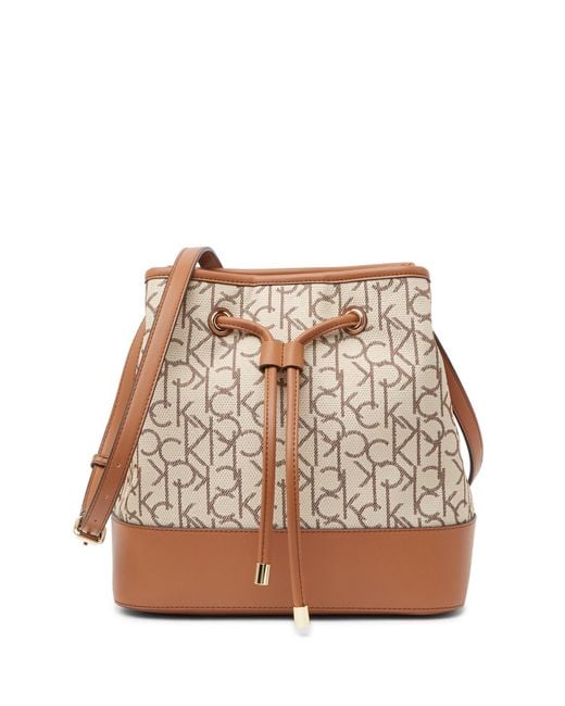 Calvin Klein Gabrianna Signature Jacquared Drawstring Bucket Bag | Lyst