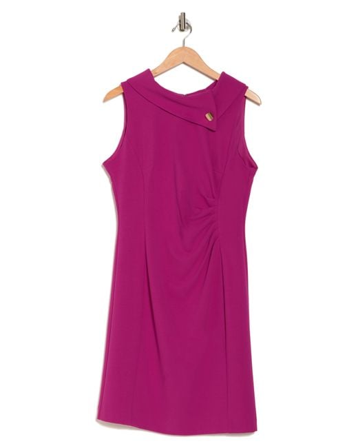 Tahari Purple Envelope Neck Sleeveless Career Dress