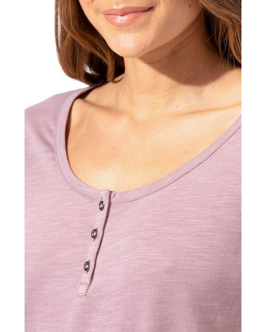 Threads For Thought Purple Whitlea Short Sleeve Raw Edge Henley
