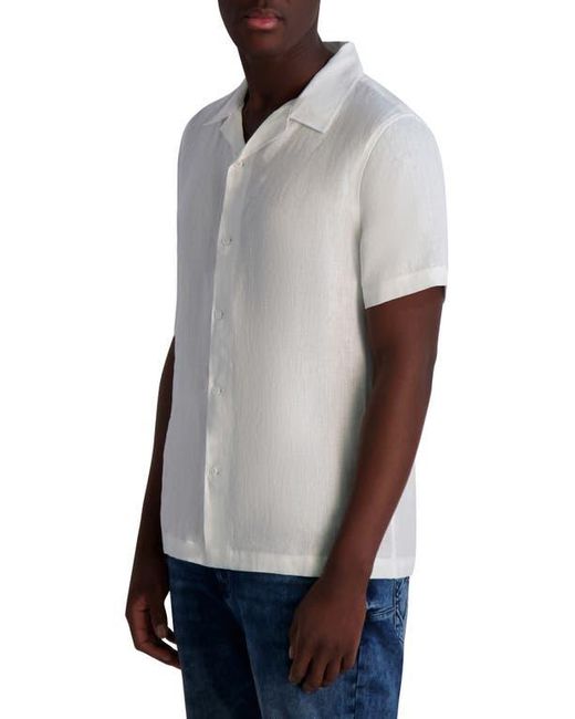 Karl Lagerfeld White Linen Camp Shirt for men