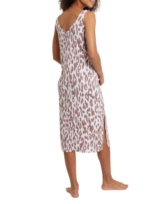 Nicole Miller Red Animal Print Side Slit Nightgown