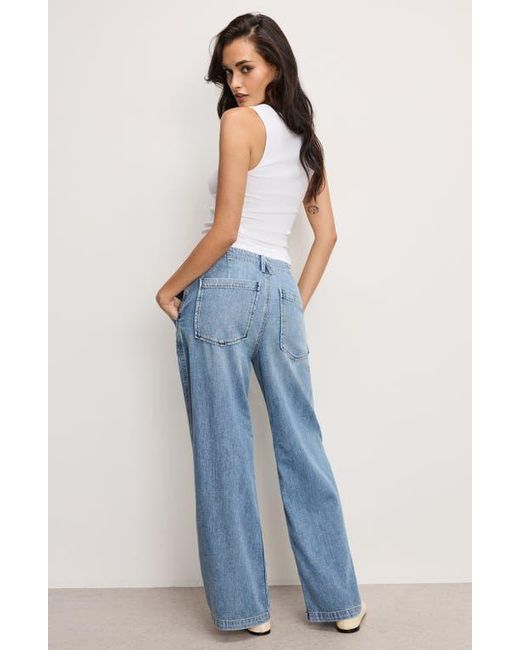GOOD AMERICAN Blue Lite Drawstring Jeans