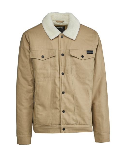 Hurley Faux Shearling Collar Jacket In Khaki At Nordstrom Rack in Green for  Men | Lyst
