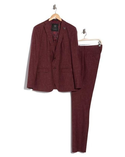 John Varvatos Red Solid Wool Blend Suit for men