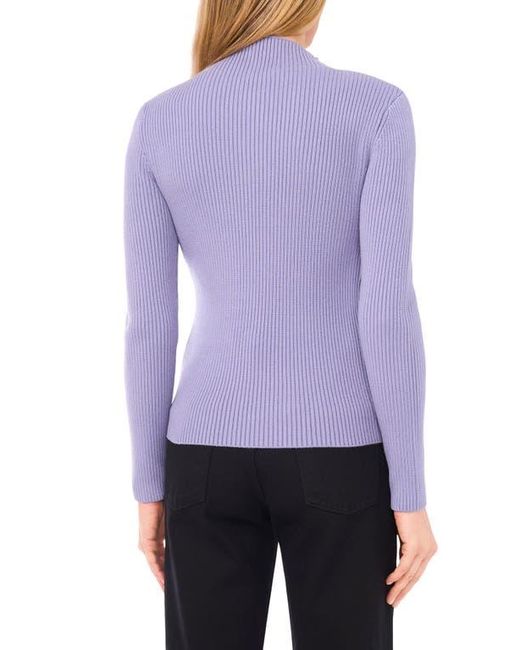 Halogen® Purple Rib Quarter Zip Sweater
