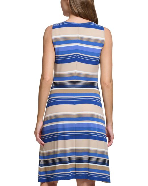 Tommy Hilfiger Blue Striped Jersey Shift Sleeveless Dress