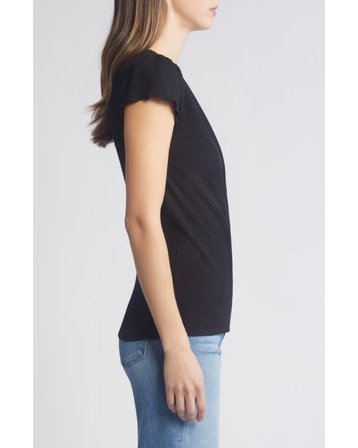 Loveappella Black Texture Wrap Front Top