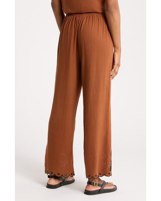 Ellen Tracy Brown Embroidered Pants