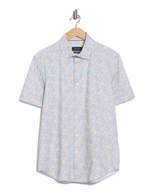 Bugatchi White Miles Ooohcotton Short Sleeve Button-Up Shirt for men
