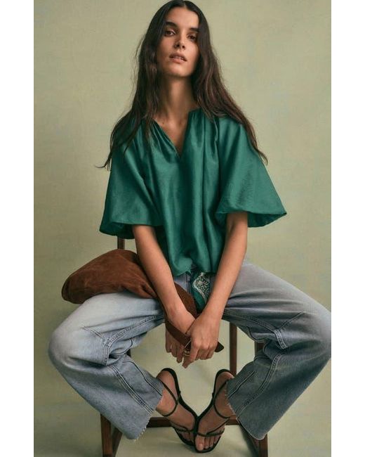 Madewell Green Bubble Sleeve Top
