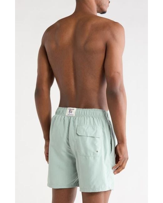 Vintage Summer Blue Solid Volley Swim Trunks for men
