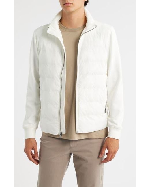 Bugatchi White Soft Touch Quilted Zip-Up Bomber Jacket for men