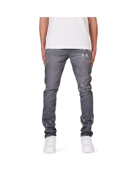 Purple Brand Multicolor Painted Ripped Knee Slit Skinny Jeans for men