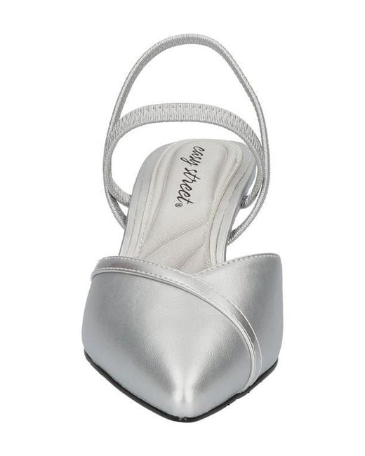 Easy Street White Slingback Kitten Heel Pumps