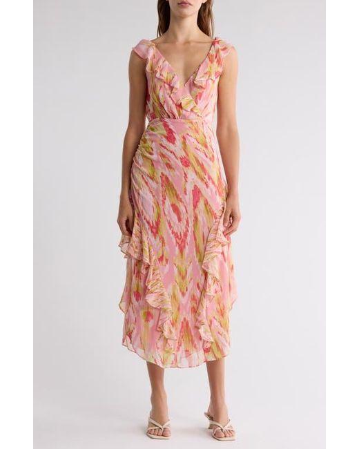 Ramy Brook Pink Anika Ruffle Chiffon Maxi Dress