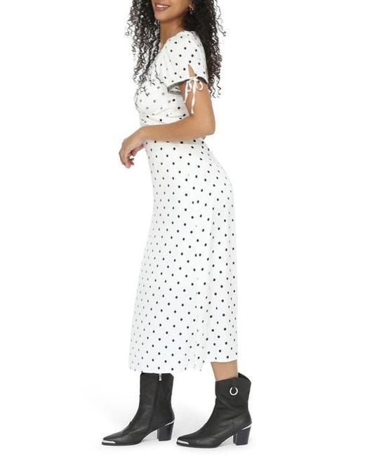 Belle & Bloom White You And I Polka Dot Midi Dress